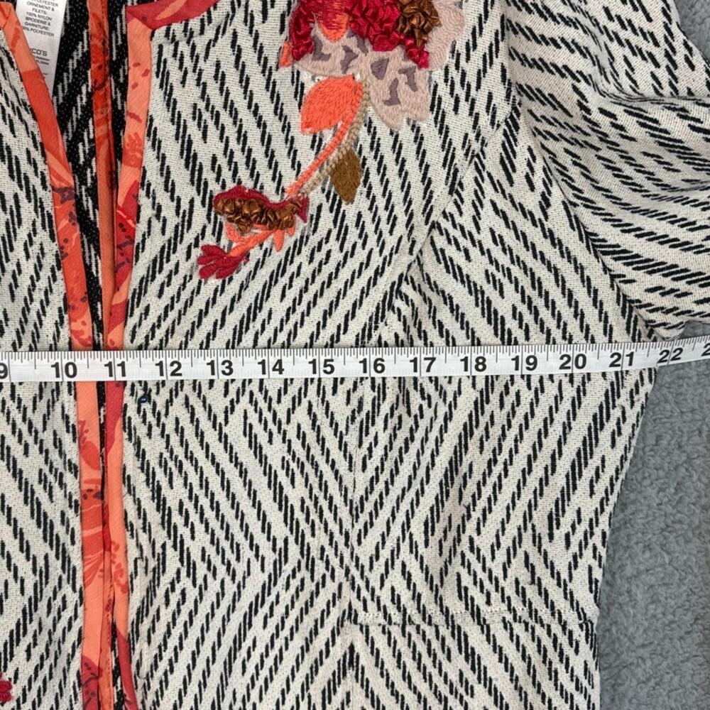 Artisan Appliqué Open Front Jacket Size M Art To Wear Indie Boho Chico's Style - Picture 5 of 10